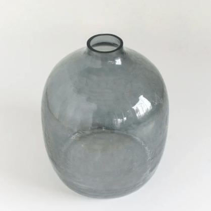 Hebron vase; handcrafted decorative vase featuring artisanal detailing and versatile design, perfect for displaying flowers or as a standalone accent piece in home décor. Blue Gray