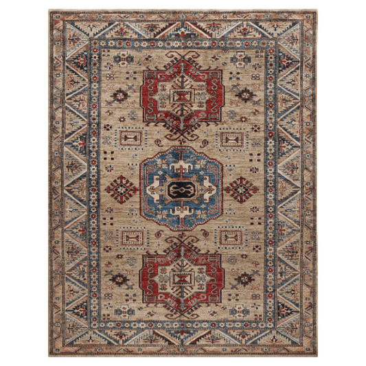 Loomier Ghazni hand-knotted wool rug, 6’ x 5’, artisan-crafted with earthy tones and geometric accents, durable and soft underfoot, perfect for living rooms, bedrooms, or cozy spaces.