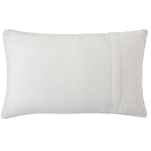 Nikki Chu Groove ‘Tribe’ indoor/outdoor lumbar pillow with prismatic tribal motif, durable weather-resistant fabric, adds style and comfort to patios, decks, or indoor spaces. Cover Only back