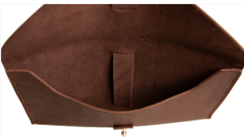 5th Avenue Full-Grain Leather Envelope Clutch, sleek and sophisticated, perfect for carrying essentials in style for day or evening occasions. Rustic Brown