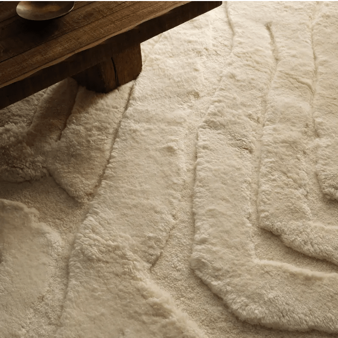 Ameln Collection Jarif hand-knotted rug made from undyed New Zealand wool; artisan-crafted area rug featuring natural tones, soft texture, and durable construction for elegant home interiors.