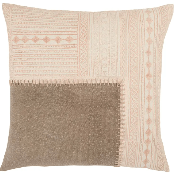 Label J Amulet Ayami Handcrafted Amulet Ayami handcrafted cotton throw pillow with tribal block design in Evening Sand, soft and durable, perfect for adding texture and style to sofas, chairs, or beds. Falling Rock Cover 