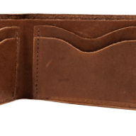 Full-grain leather bifold wallet with multiple card slots, spacious full-length bill compartment, expertly stitched for durability, classic timeless design for everyday use.