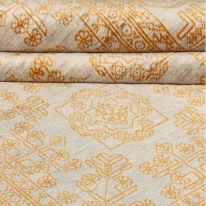 Ghazni Diyar hand-knotted wool rug, 6.4' x 4.9', artisan-crafted with geometric designs and rich natural tones, perfect for living rooms, bedrooms, or accent spaces.