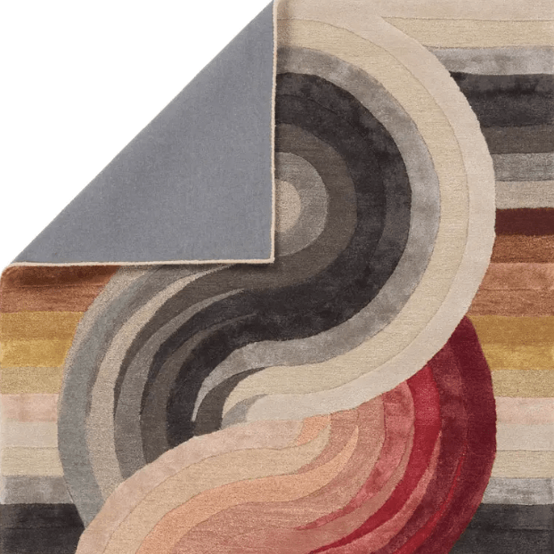 Iconic ICO12 hand-tufted area rug in wool and viscose, featuring high-low texture for depth and a luxurious finish.