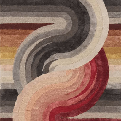 Iconic ICO12 hand-tufted area rug in wool and viscose, featuring high-low texture for depth and a luxurious finish.