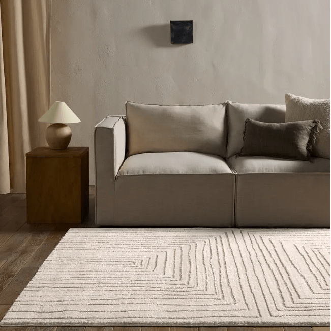 Jaida JID15 Fantana design rug, handcrafted plush polyester and polypropylene, soft high-low texture, ideal for living rooms, foyers, and high-traffic areas.