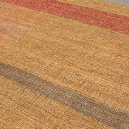 Jalal Kelim Arcobaleno large handwoven wool flatweave rug in warm earth tones, featuring intricate geometric detailing and a durable, artisan-crafted weave for contemporary and rustic interiors. 