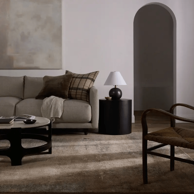 KAVI Legacy hand-knotted rug made from wool and bamboo rayon, titled ‘In The After Glow’; artisan-crafted area rug featuring soft texture, subtle sheen, and modern design for elegant home décor.