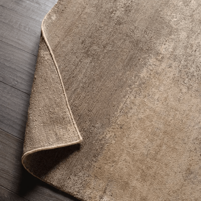 KAVI Legacy hand-knotted rug made from wool and bamboo rayon, titled ‘In The After Glow’; artisan-crafted area rug featuring soft texture, subtle sheen, and modern design for elegant home décor.