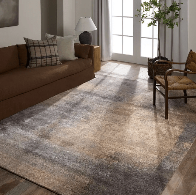 KAVI Legacy hand-knotted rug made from wool and bamboo rayon, titled ‘In The After Glow’; artisan-crafted area rug featuring soft texture, subtle sheen, and modern design for elegant home décor.