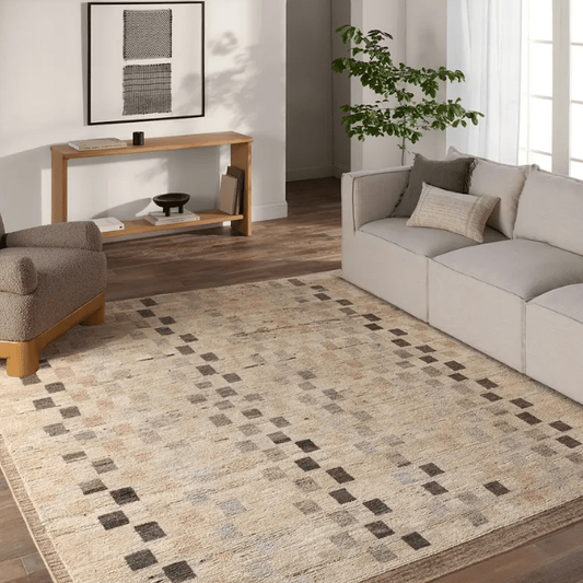 Kazben Ituri hand-knotted 100% wool rug; easy-care, artisan-made area rug featuring subtle texture, durable craftsmanship, and timeless style for contemporary and classic interiors.