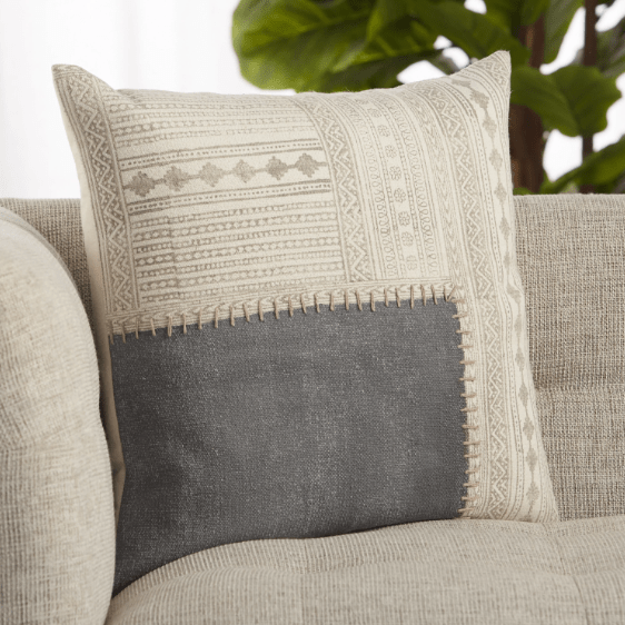 Label J Amulet Ayami Handcrafted Cotton Pillow (Tribal Block Design) - LAST CALL - Situations Designs Throw Pillow AMU02-AYAM-COVER-389 Evening Sand Cover Only