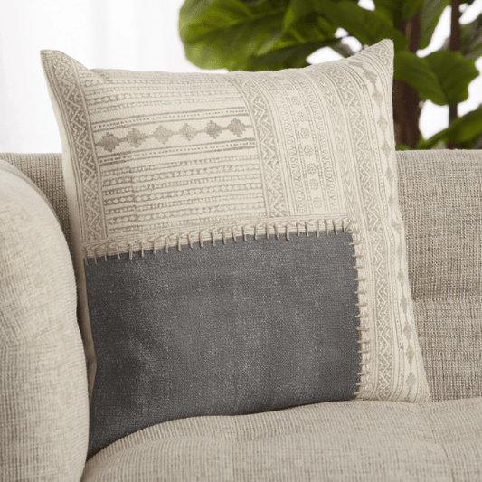 Label J Amulet Ayami Handcrafted Cotton Pillow (Tribal Block Design) - LAST CALL - Situations Designs Throw Pillow AMU02-AYAM-COVER-389 Evening Sand Cover Only