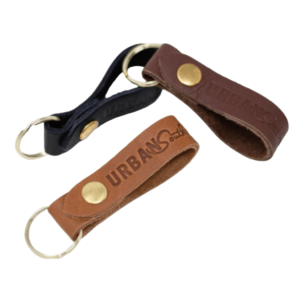 Handcrafted leather key fob is a durable and stylish accessory.
