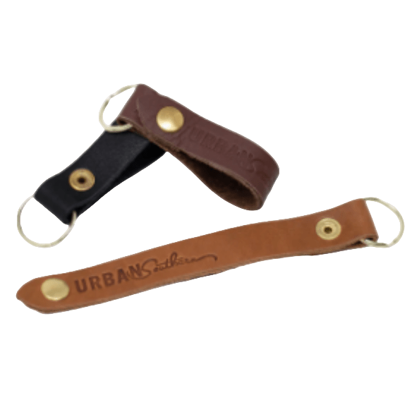 Handcrafted leather key fob is a durable and stylish accessory.