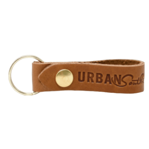 Handcrafted leather key fob is a durable and stylish accessory.