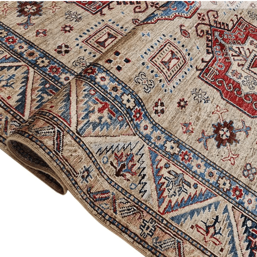 Loomier Ghazni hand-knotted wool rug, 6’ x 5’, artisan-crafted with earthy tones and geometric accents, durable and soft underfoot, perfect for living rooms, bedrooms, or cozy spaces.