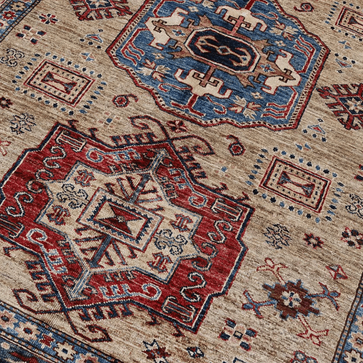 Loomier Ghazni hand-knotted wool rug, 6’ x 5’, artisan-crafted with earthy tones and geometric accents, durable and soft underfoot, perfect for living rooms, bedrooms, or cozy spaces.