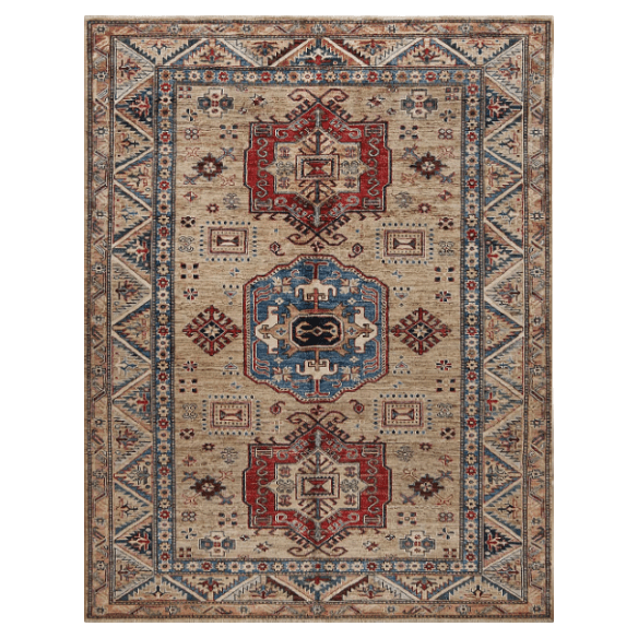 Loomier Ghazni hand-knotted wool rug, 6’ x 5’, artisan-crafted with earthy tones and geometric accents, durable and soft underfoot, perfect for living rooms, bedrooms, or cozy spaces.