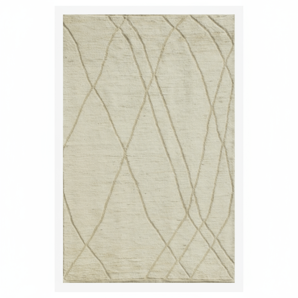 Loomier Ozbek Berber hand-knotted rug, 7’ x 5’, 100% wool, plush Moroccan-inspired design, perfect for living rooms, bedrooms, or cozy corners, luxurious high-pile texture for warmth and style.