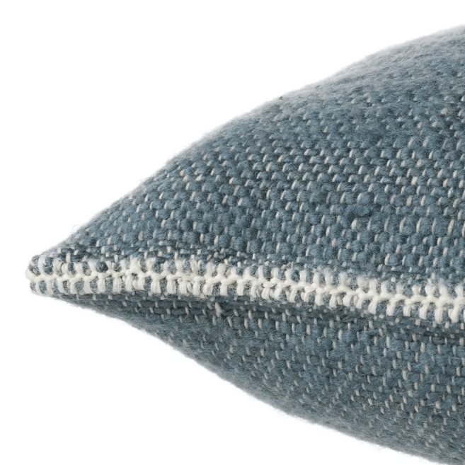 Margosa Abdul 100% wool lumbar pillow, handcrafted in a duo-tone design; 13x25-inch rectangular accent pillow for sofas, chairs, or beds, adding artisan-crafted texture and style. Cover Only Goblin Blue