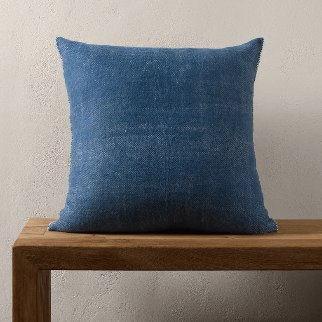 Margosa Mila 100% wool textured pillow in stonewashed finish; handcrafted accent pillow for sofas, chairs, or beds, adding cozy texture and artisan detail to home décor.  Stellar Polyester
