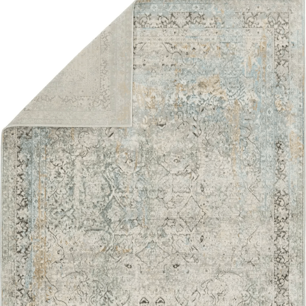 Melo MEL04 Thayer area rug with contemporary traditional motif, power-loomed polyester with lustrous sheen and varied pile height.