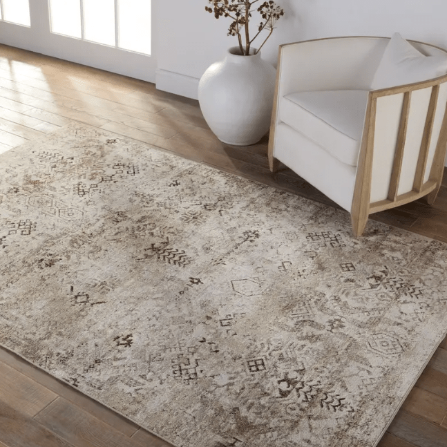 Nadine NDN03 area rug, power-loomed 100% polyester, kid- and pet-friendly, easy-care contemporary design.