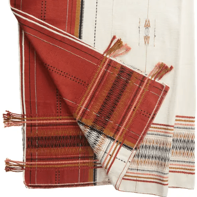 Nagaland Angami handcrafted cotton throw blanket; artisan-made textile featuring traditional weaving, soft texture, and cultural patterning—perfect for sofas, chairs, or beds.