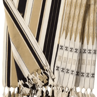 Nagaland Phom handcrafted cotton throw blanket; artisan-woven with traditional detailing and soft cotton texture, ideal for layering over sofas, chairs, or beds for a cozy accent.