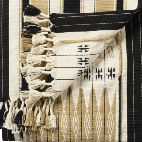 Nagaland Phom handcrafted cotton throw blanket; artisan-woven with traditional detailing and soft cotton texture, ideal for layering over sofas, chairs, or beds for a cozy accent.