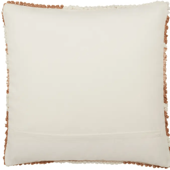 Nazka ‘Hasani’ handcrafted indoor/outdoor pillow featuring abstract bouclé texture, versatile accent for living spaces, patios, or decks, adding contemporary style and tactile interest. Back