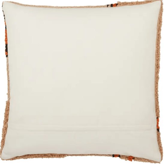 Nazka ‘Kika’ handcrafted indoor/outdoor pillow with nomadic boucle texture, perfect for adding a stylish, tactile accent to living rooms, patios, or outdoor seating areas. Back