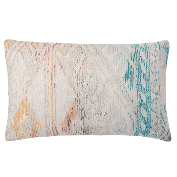 Nikki Chu Groove ‘Tribe’ indoor/outdoor lumbar pillow with prismatic tribal motif, durable weather-resistant fabric, adds style and comfort to patios, decks, or indoor spaces. Cover Only