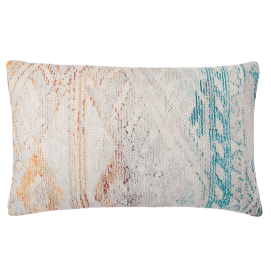 Nikki Chu Groove ‘Tribe’ indoor/outdoor lumbar pillow with prismatic tribal motif, durable weather-resistant fabric, adds style and comfort to patios, decks, or indoor spaces. Cover Only