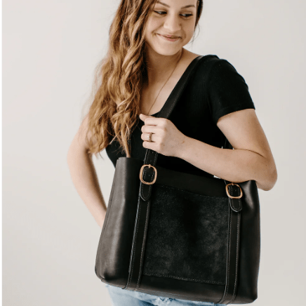 Regina Tote is a stylish and functional handbag for everyday use, featuring durable construction and a roomy interior for essentials. Black