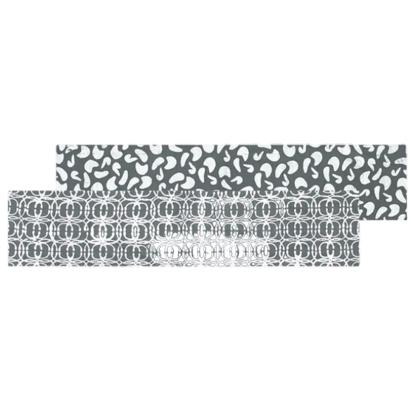 Short organic cotton table runner; reversible and topstitched for durability and style, perfect for dining tables, sideboards, or as an accent piece in home décor. Charcoal