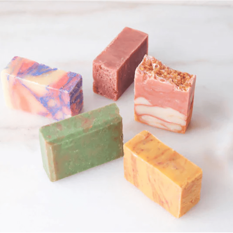 Vegan soap sampler with assorted artisanal soap samples; gentle, plant-based formulas perfect for trying different scents and textures, ideal for gifting or personal use.