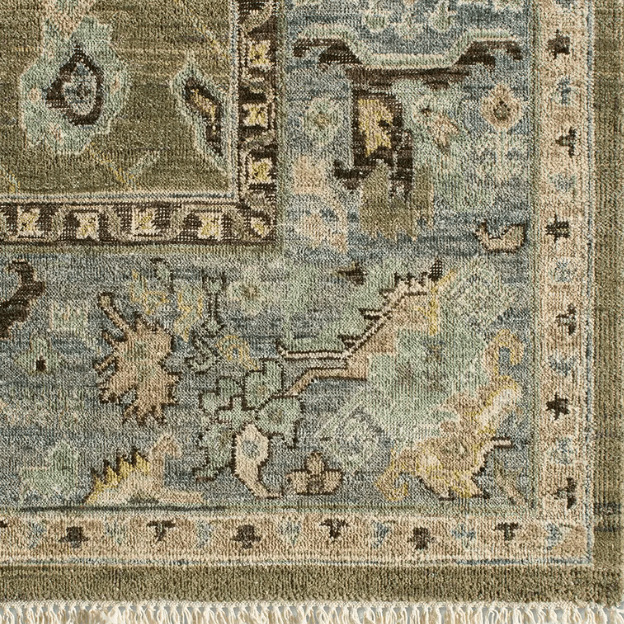 Someplace in Time Resonant hand-knotted 100% wool rug with a timeworn finish; durable, kid- and pet-friendly artisan-crafted area rug adding texture, warmth, and timeless style to living spaces.
