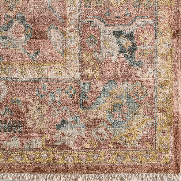 Someplace in Time Resonant hand-knotted 100% wool rug with a timeworn finish; durable, kid- and pet-friendly artisan-crafted area rug adding texture, warmth, and timeless style to living spaces.
