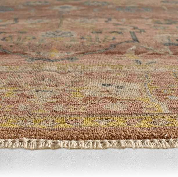 Someplace in Time Resonant hand-knotted 100% wool rug with a timeworn finish; durable, kid- and pet-friendly artisan-crafted area rug adding texture, warmth, and timeless style to living spaces.