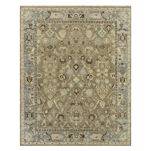 Someplace in Time Resonant hand-knotted 100% wool rug with a timeworn finish; durable, kid- and pet-friendly artisan-crafted area rug adding texture, warmth, and timeless style to living spaces.