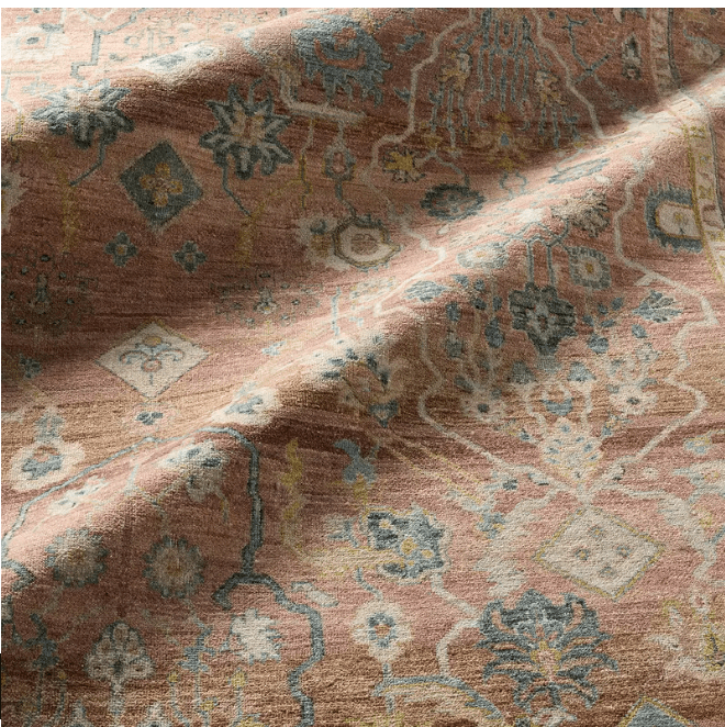 Someplace in Time Resonant hand-knotted 100% wool rug with a timeworn finish; durable, kid- and pet-friendly artisan-crafted area rug adding texture, warmth, and timeless style to living spaces.