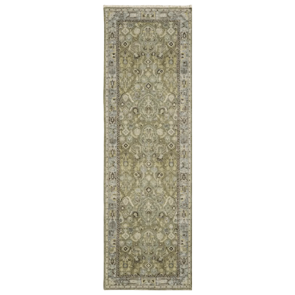 Someplace in Time Resonant hand-knotted 100% wool rug with a timeworn finish; durable, kid- and pet-friendly artisan-crafted area rug adding texture, warmth, and timeless style to living spaces.