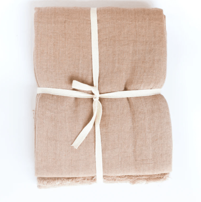 Stonewashed linen throw; soft, lightweight, and durable textile perfect for layering on sofas, chairs, or beds, adding casual elegance and cozy texture to home décor.