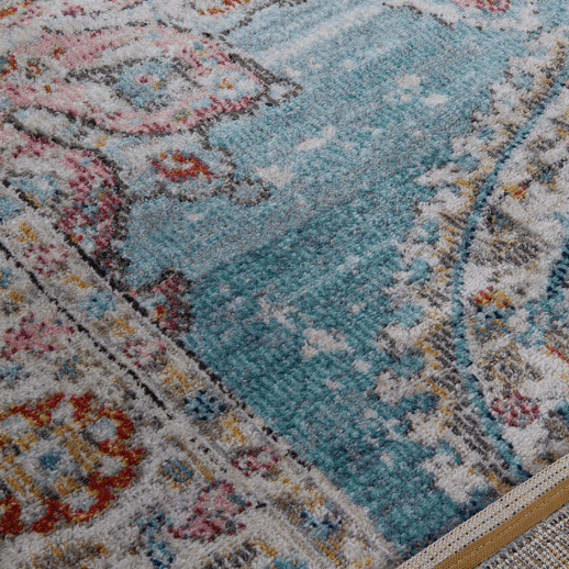 Vivace Maggio A an indoor/outdoor area rug in light blue, durable and versatile, ideal for patios, living rooms, or high-traffic spaces with a contemporary design. Close-up