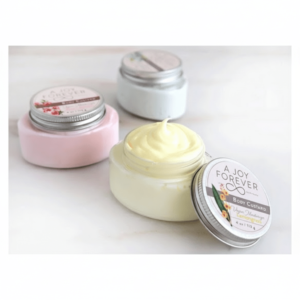 Whipped Body Custard lightweight moisturizer for face, neck, and body; rich, hydrating formula that absorbs quickly, leaving skin soft, smooth, and nourished.